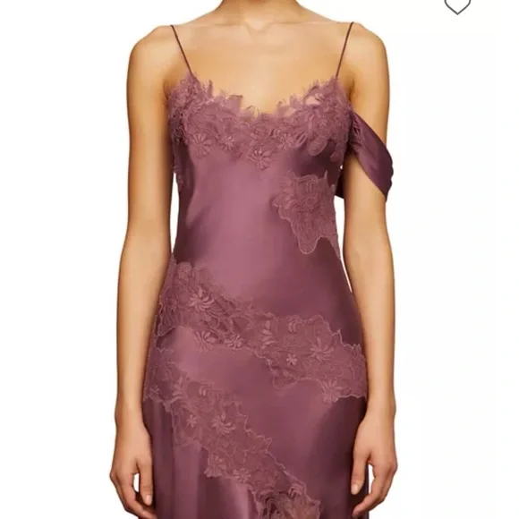 AMUR Reese Silk Cascade Purple Maxi Dress